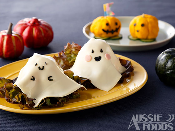 簡単かわいいハロウィンサラダの作り方と盛り付け方のコツを解説_チーズのおばけサラダ