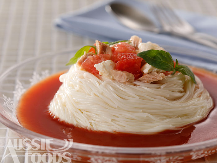 トマトベースの冷たいそうめん