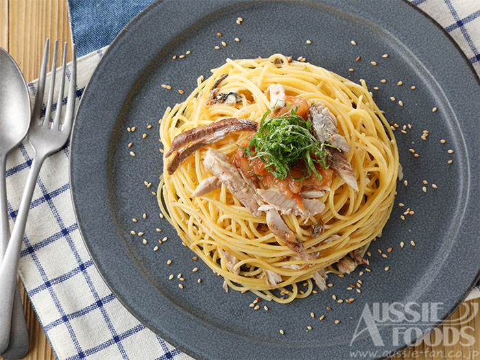 さんまレシピ「梅肉パスタ」